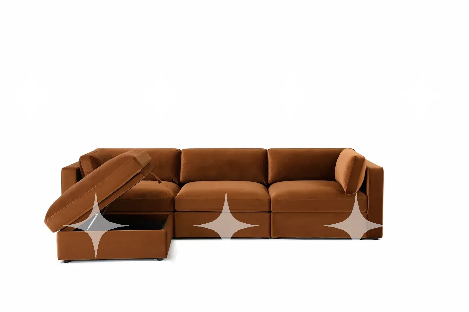Modular L-Shaped Sectional Sofa in Velvet — photo 15