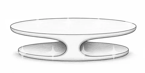 Oval Pedestal Coffee Table, Graphite Study