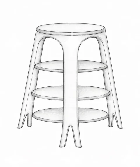 Tiered Round Stool, Graphite Study