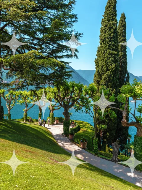 Lakeside Terrace with Cypresses