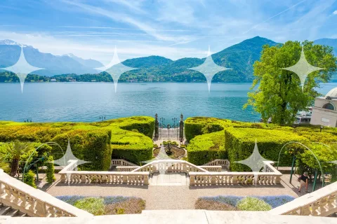 Balustraded Terrace Above a Lake