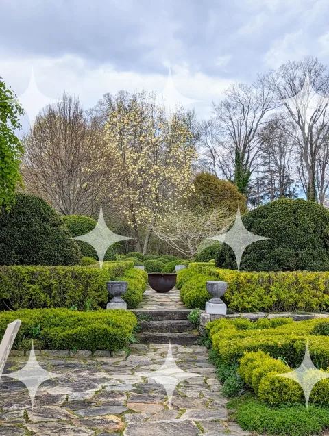 Spring Garden with Stone Steps