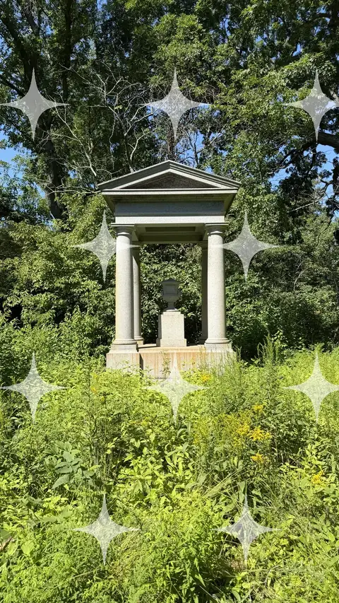 Neoclassical Mausoleum in Summer Meadow