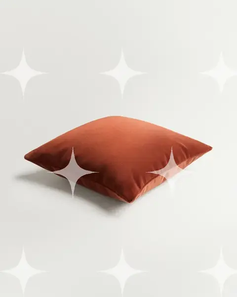 Teddy Velvet Cushion, Rust