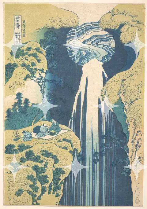 Hokusai 'Amida Falls' Woodblock Print