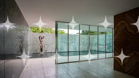 Glazed Gallery with Bronze Figure