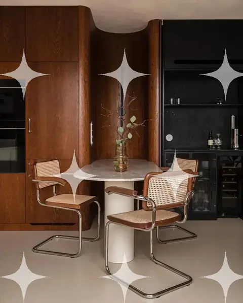 Walnut Kitchen with Cane Chairs