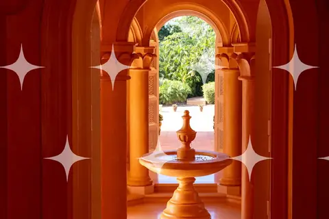 Red Cloister with Fountain