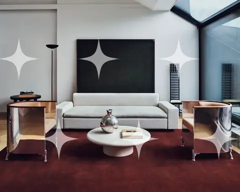 Living Room with Oxblood Carpet