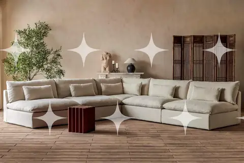 Cream Sectional in a Plaster Room