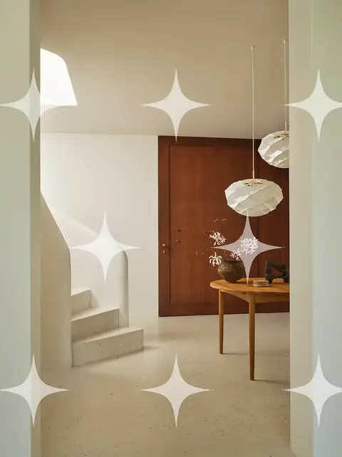 Plaster Hall with Paper Pendant