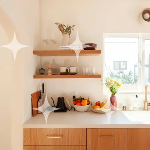 Oak Kitchen with Open Shelves