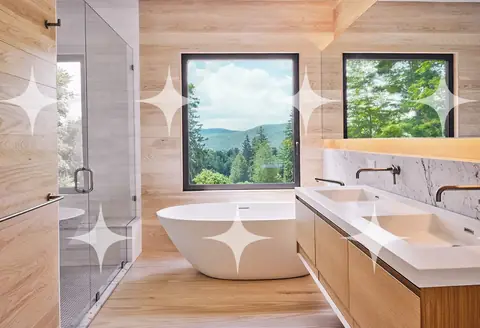 Timber Bathroom with Freestanding Bath