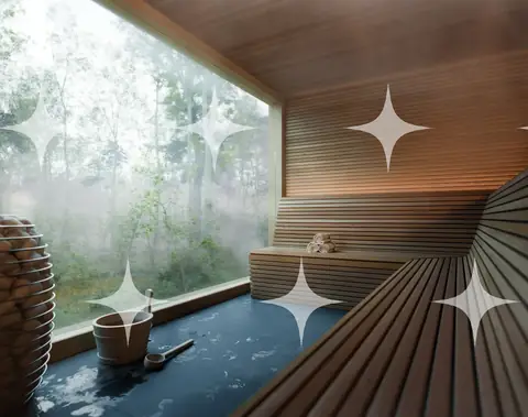 Sauna with Forest Window