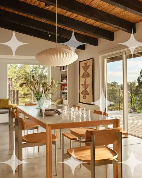 Dining Room Under Dark Beams
