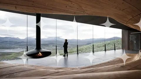 Suspended Fireplace Above a Valley
