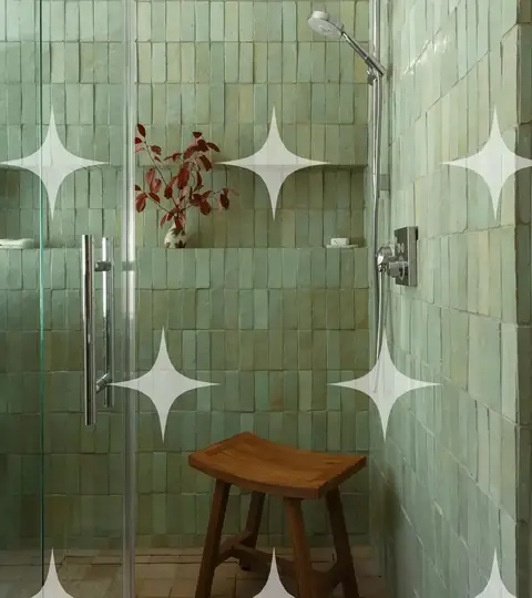 Green Zellige Tiled Shower