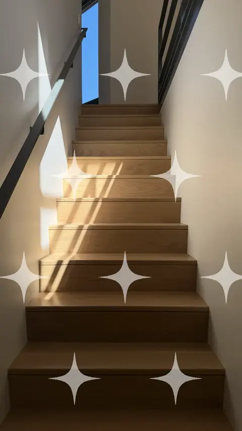 Sunlit Timber Stair