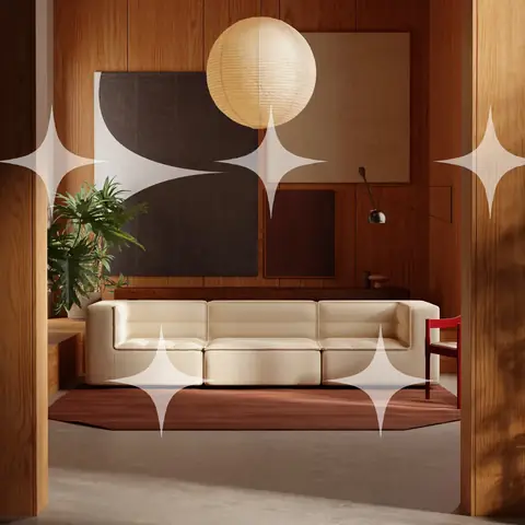 Cream Sofa Under a Paper Lantern