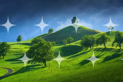 Green Hill with Scattered Trees