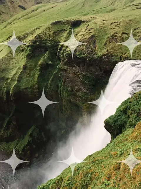 Waterfall Over a Mossy Cliff