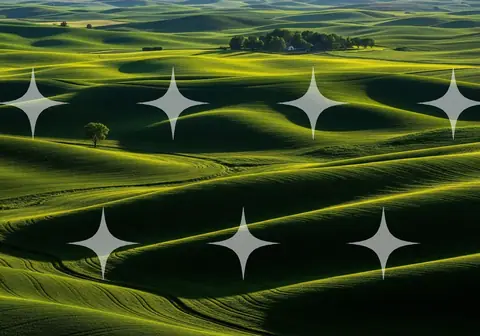 Rolling Green Farmland at Golden Hour