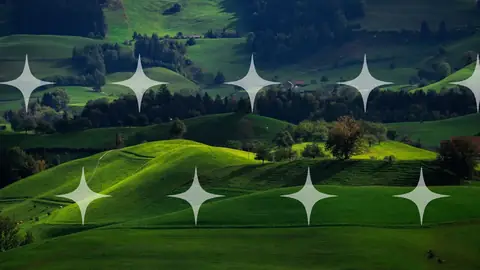 Alpine Pasture with Scattered Farms