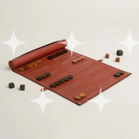 Red Leather Travel Backgammon Set