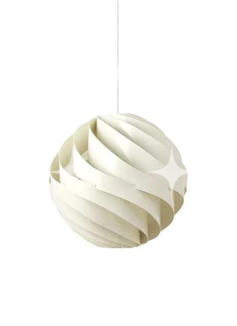 Sculptural Swirl-Shade Pendant Light – Alabaster White Glossy, 62cm