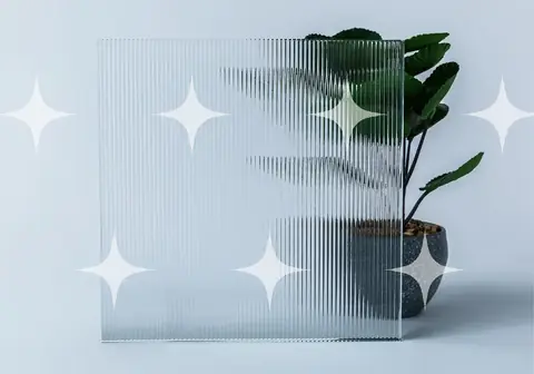Fluted Glass Panel and Plant
