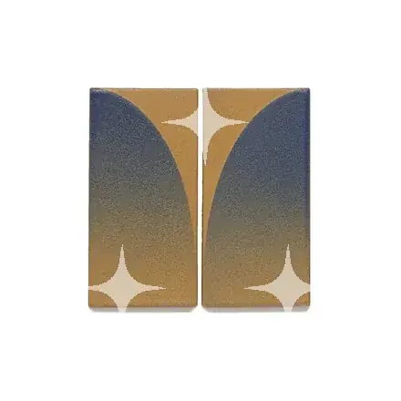 Gradient Speckle Tiles, Navy and Ochre