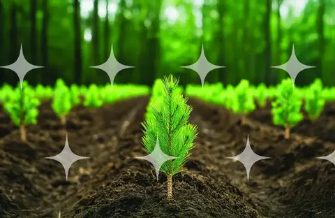 Conifer Seedlings in Tilled Soil