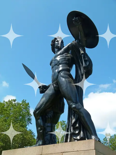 Bronze Warrior Against Sky