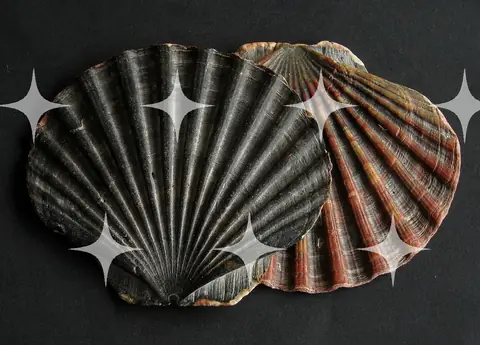 Scallop Shells on Black