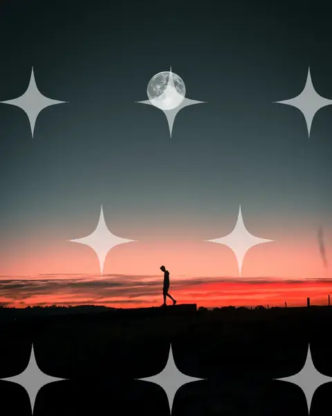 Figure Walking at Dusk
