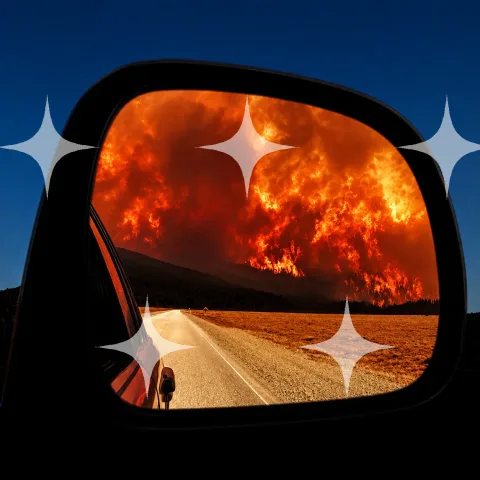 Wildfire in the Wing Mirror