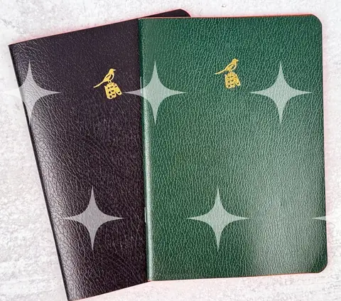 Leather Journals with Gold Bird Emblem (Black & Green)